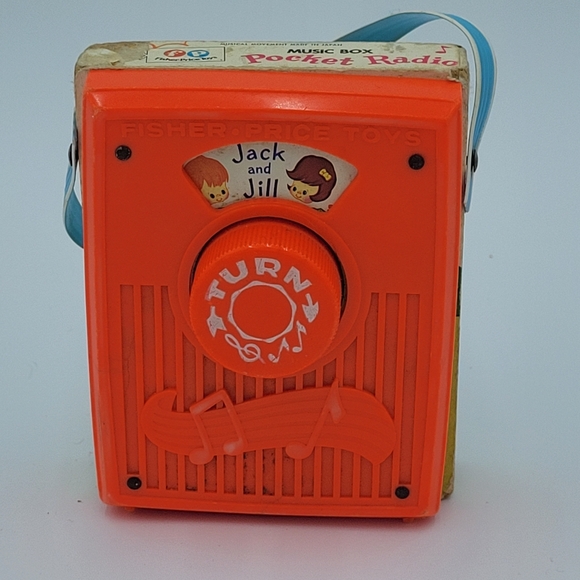 Vintage Orange Fisher Price Pocket Radio Jack and Jill Working 1973 - Picture 3 of 6